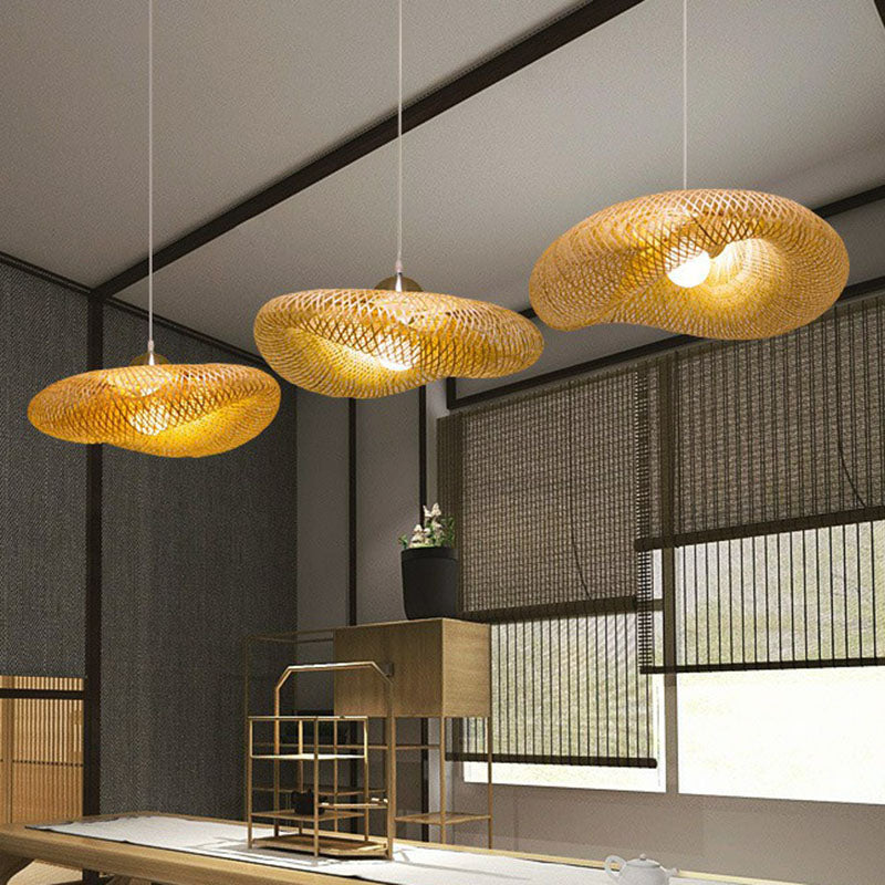 Twisted hanger licht eigentijds bamboe single-bulb restaurant ophanging licht in hout