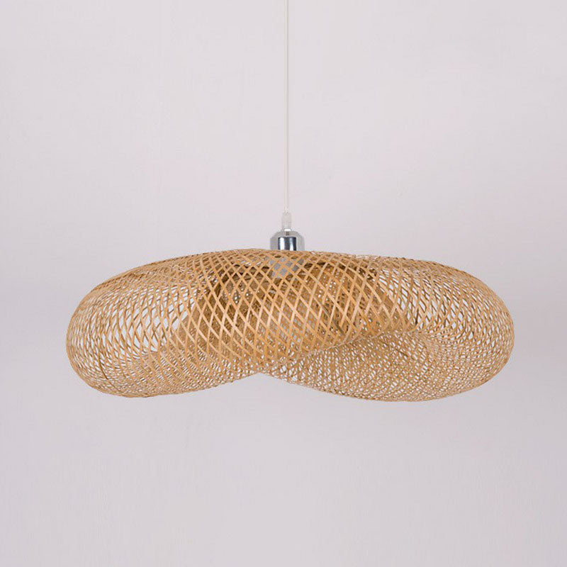 Twisted hanger licht eigentijds bamboe single-bulb restaurant ophanging licht in hout