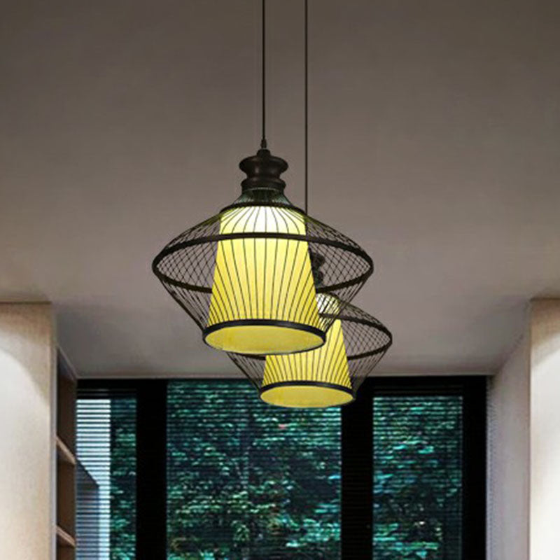 Curvy Tea Room Pendant Light Bamboo Single South-east Asia Suspension Light Fixture