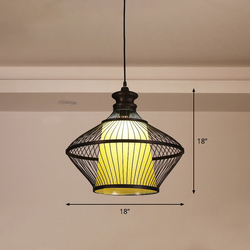 Curvy Tea Room Pendant Light Bamboo Single South-east Asia Suspension Light Fixture