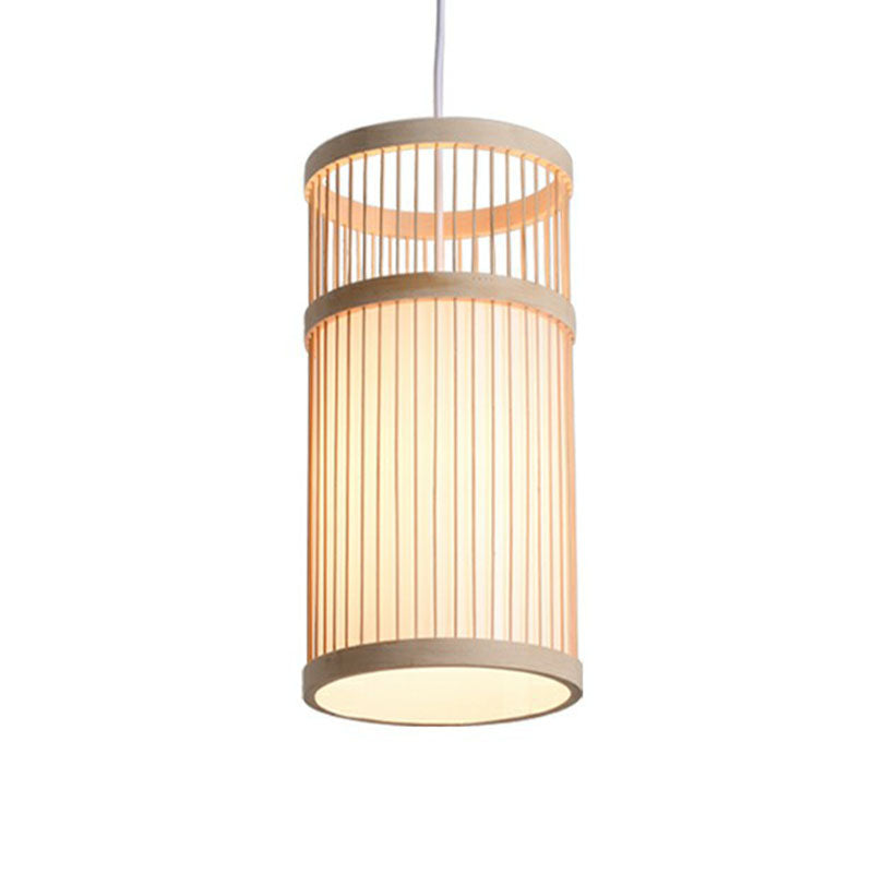 Handmade Restaurant Ceiling Light Bamboo Single Modern Style Hanging Pendant Light in Wood
