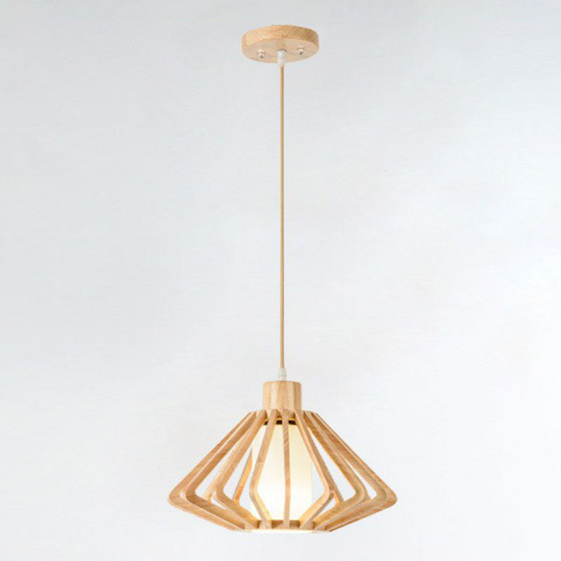 Tapered Pendant Light Contemporary Wood Single-Bulb Corridor Suspension Light Fixture