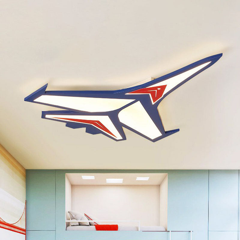 Airplane LED Flush Mount Childrens Acrylic Blue Flushmount Ceiling Light for Bedroom