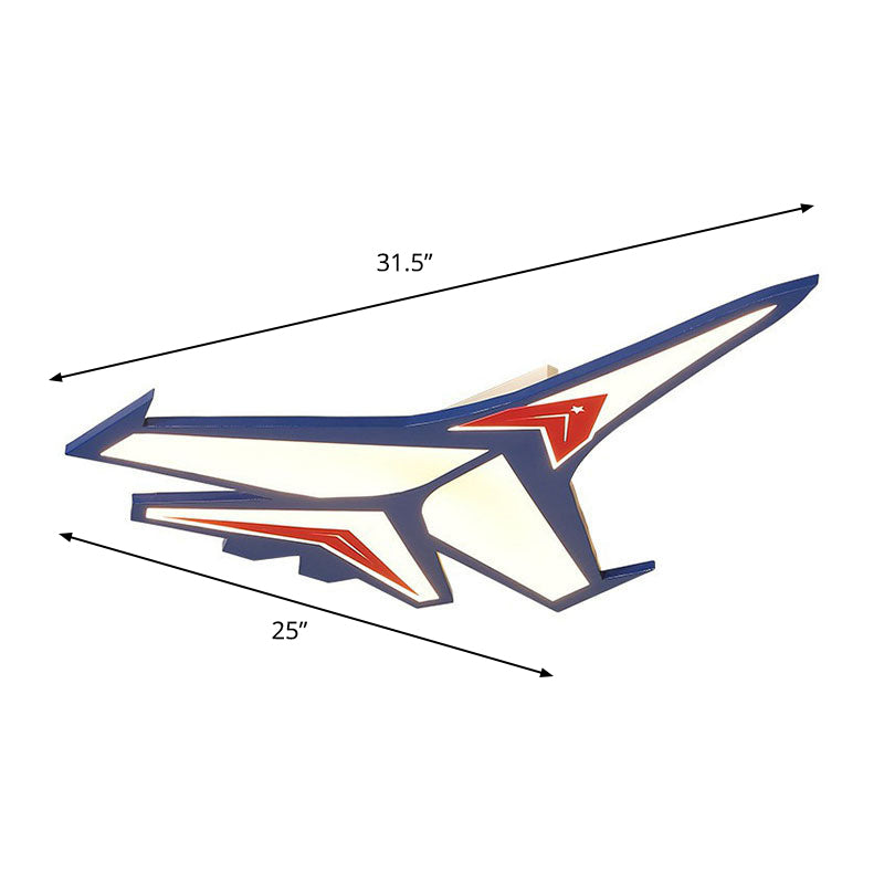 Airplane LED Flush Mount Childrens Acrylic Blue Flushmount Ceiling Light for Bedroom