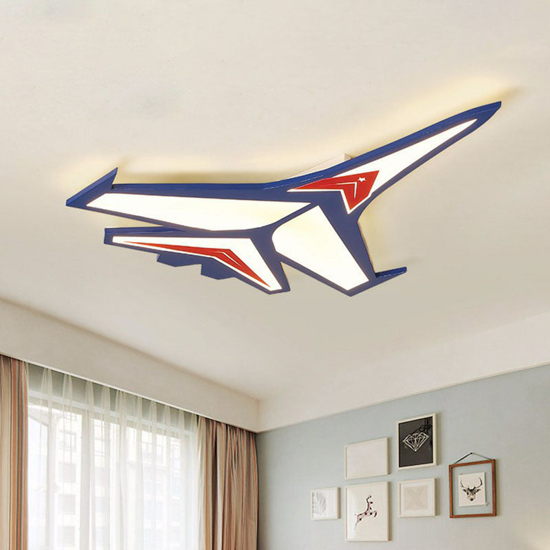 Airplane LED Flush Mount Childrens Acrylic Blue Flushmount Ceiling Light for Bedroom