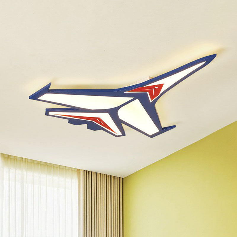 Airplane LED Flush Mount Childrens Acrylic Blue Flushmount Ceiling Light for Bedroom