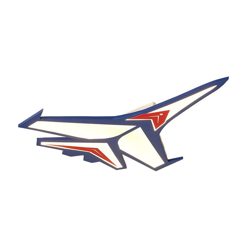 Airplane LED Flush Mount Childrens Acrylic Blue Flushmount Ceiling Light for Bedroom