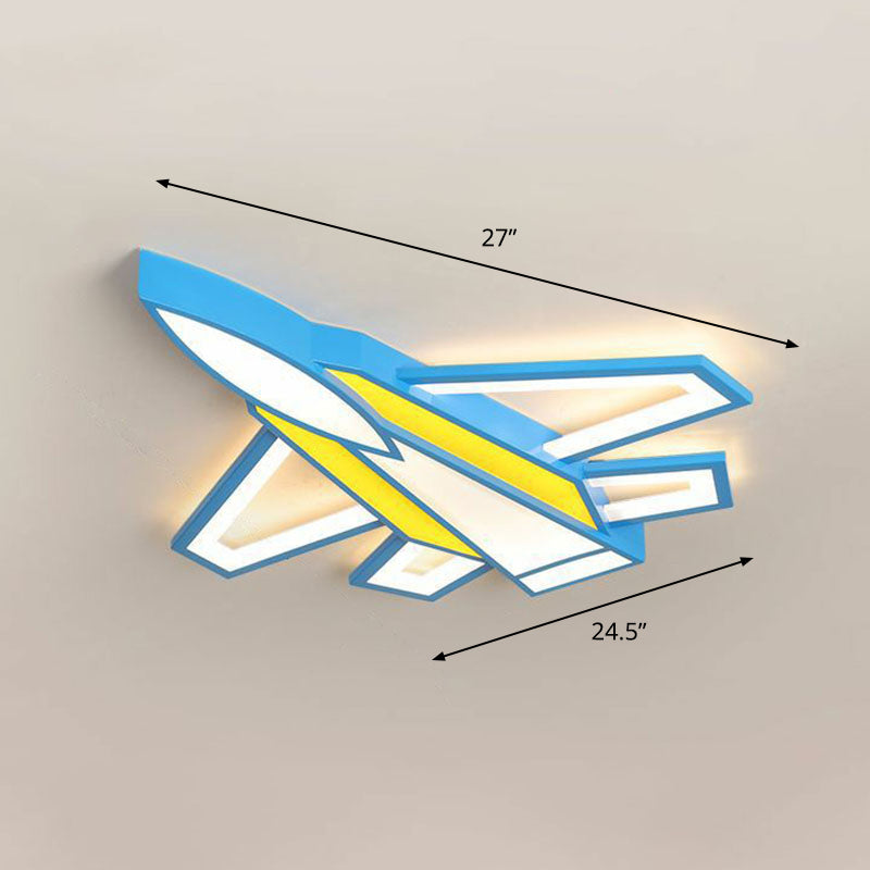 Yellow Aircraft Flush Ceiling Light Kids Acrylic LED Flush Mount Lighting for Nursery