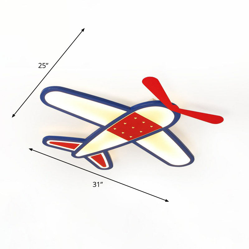 Plane Acrylic Flush Ceiling Light Kids Red LED Flush Mount Lighting Fixture for Bedroom