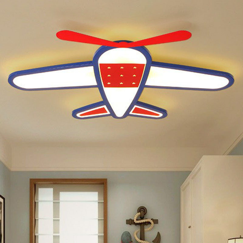 Plane Acrylic Flush Ceiling Light Kids Red LED Flush Mount Lighting Fixture for Bedroom
