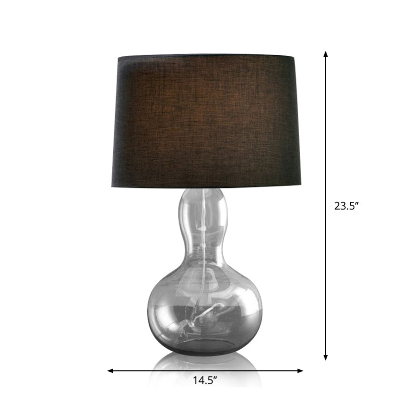Fabric Tapered Table Lamp Modern Single Living Room Nightstand Lighting with Gourd Shaped Base