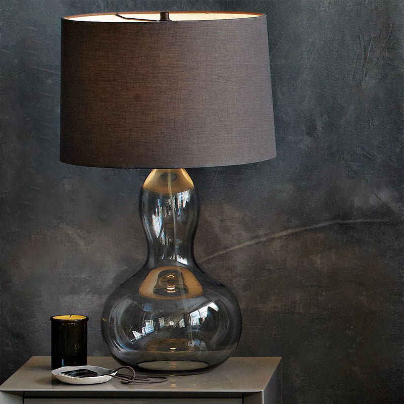 Fabric Tapered Table Lamp Modern Single Living Room Nightstand Lighting with Gourd Shaped Base