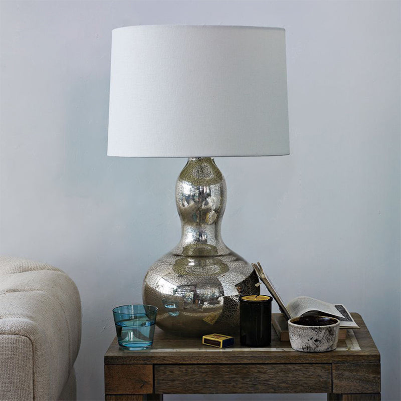 Fabric Tapered Table Lamp Modern Single Living Room Nightstand Lighting with Gourd Shaped Base