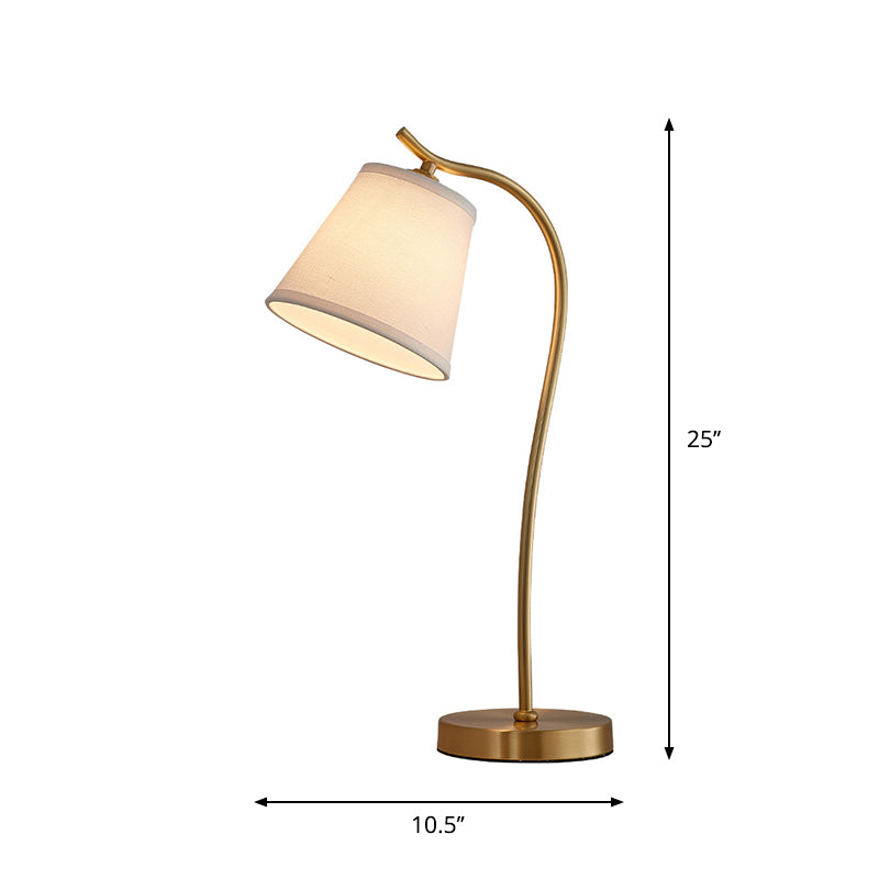 Traditional Bucket Table Lamp Single Fabric Nightstand Lighting in Brass for Bedside