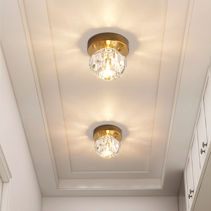 Luz de techo empotrada de pasillo de cristal facetado con montaje empotrado LED con forma de brote moderno