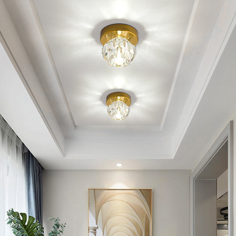 Luz de techo empotrada de pasillo de cristal facetado con montaje empotrado LED con forma de brote moderno