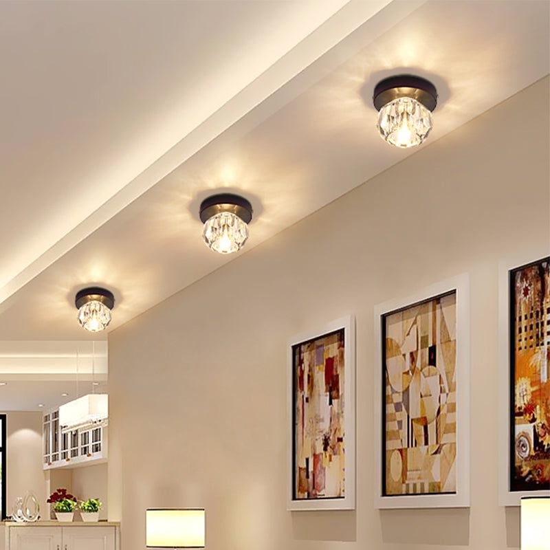 Luz de techo empotrada de pasillo de cristal facetado con montaje empotrado LED con forma de brote moderno