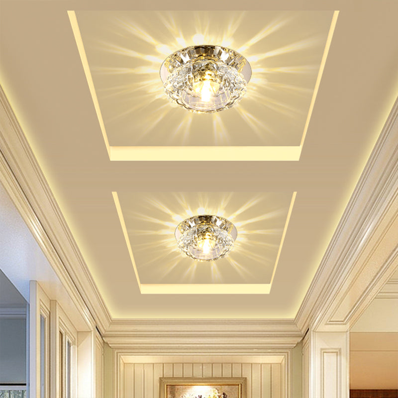 Clear Crystal Floral Flush Light Modern Style LED Flush Ceiling Light Fixture for Entryway