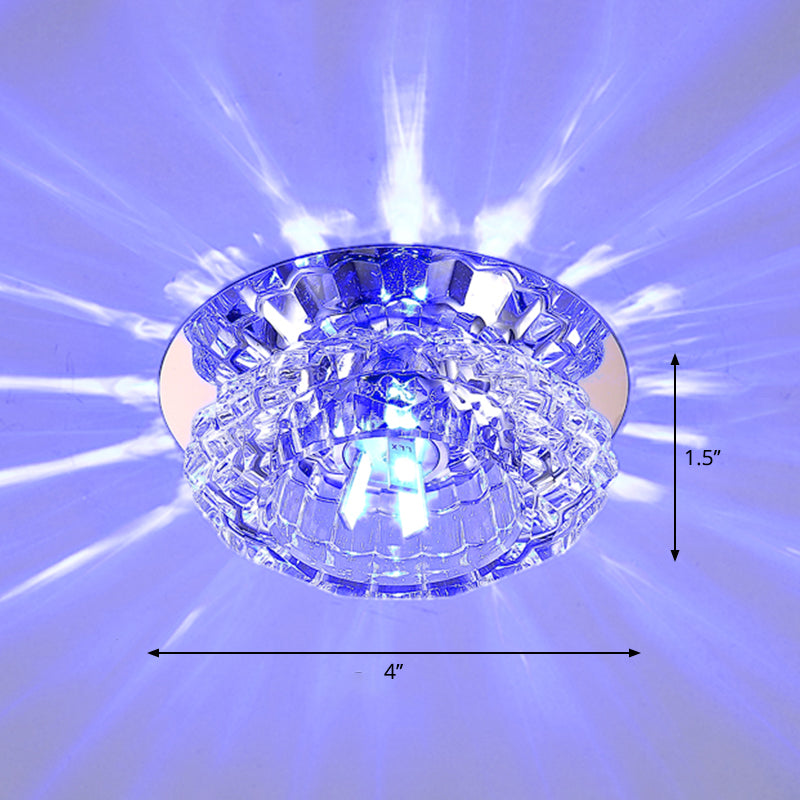 Clear Crystal Floral Flush Light Modern Style LED Flush Ceiling Light Fixture for Entryway