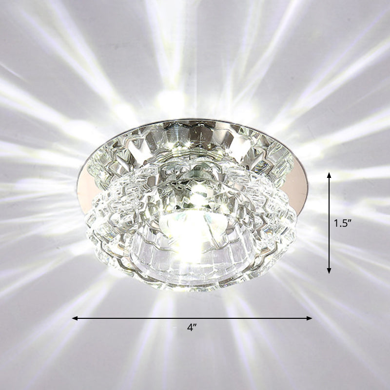 Clear Crystal Floral Flush Light Modern Style LED Flush Ceiling Light Fixture for Entryway