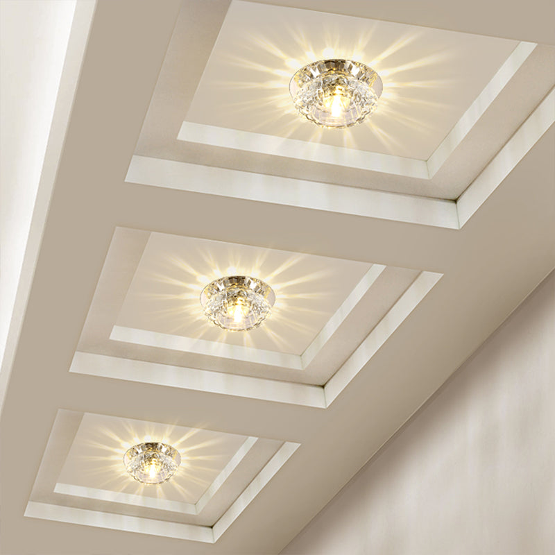 Clear Crystal Floral Flush Light Modern Style LED Flush Ceiling Light Fixture for Entryway