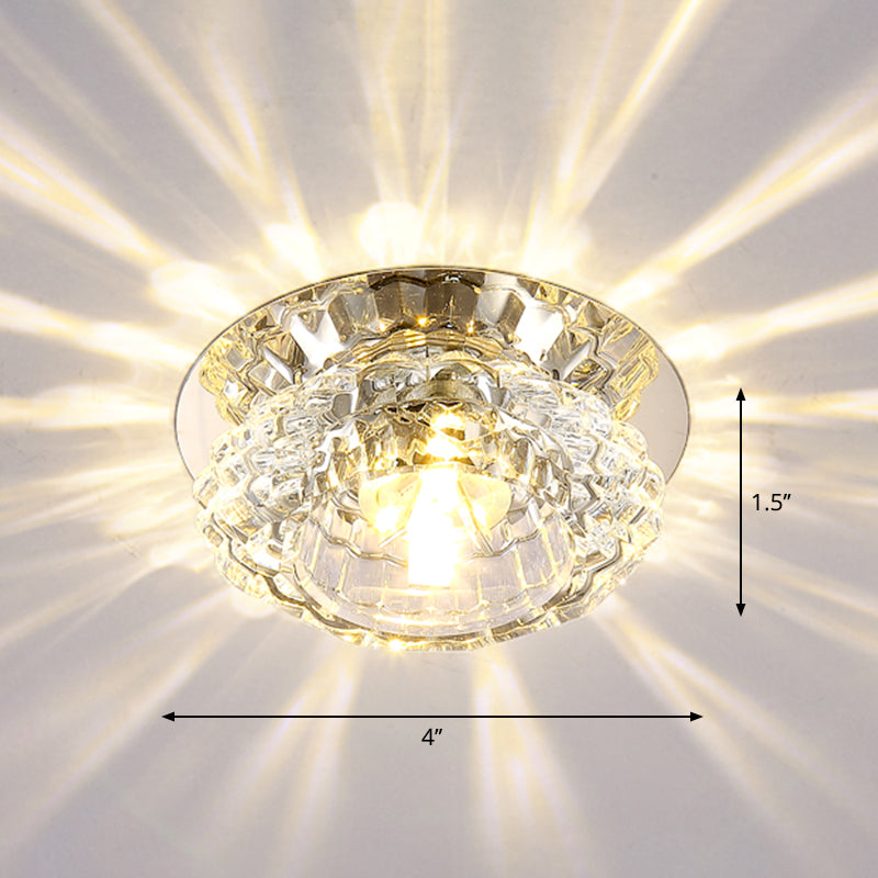 Clear Crystal Floral Flush Light Modern Style LED Flush Ceiling Light Fixture for Entryway