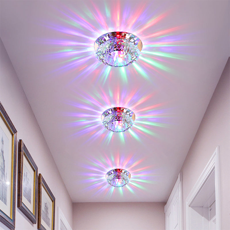 Clear Crystal Floral Flush Light Modern Style LED Flush Ceiling Light Fixture for Entryway