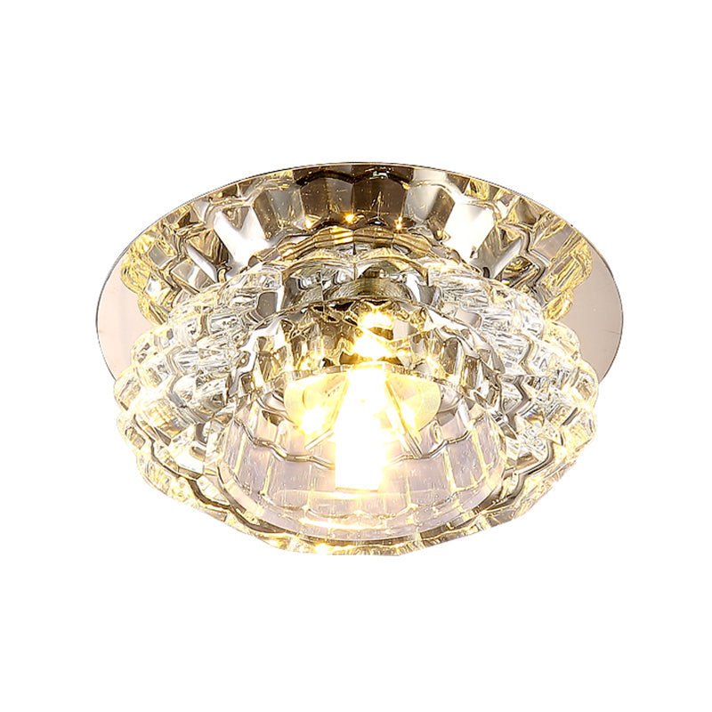 Clear Crystal Floral Flush Light Modern Style LED Flush Ceiling Light Fixture for Entryway