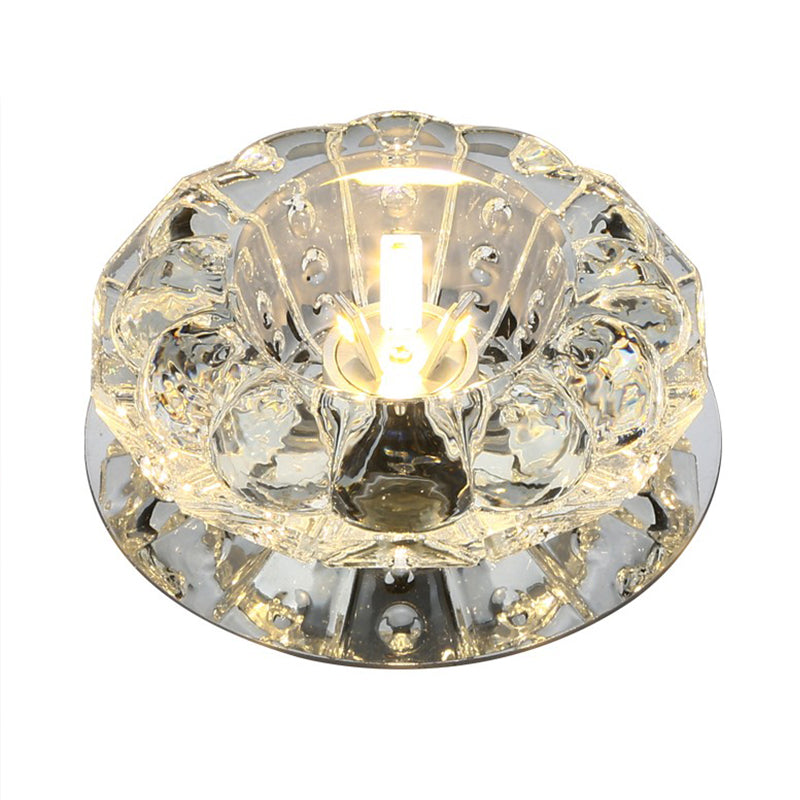 Floral Crystal Flush Mount Lighting Minimalist Clear LED Flush Mount Fixture per Hallway