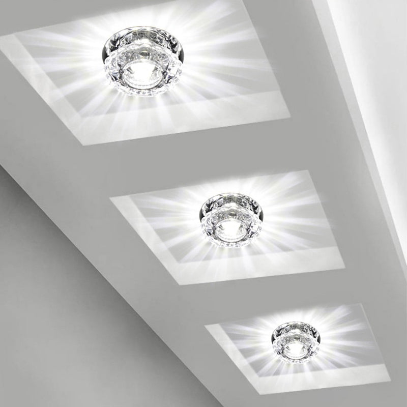 Simplicity Lotus LED Flush Mount Light Crystal Corridor Flush Mount Ceiling Light in Clear