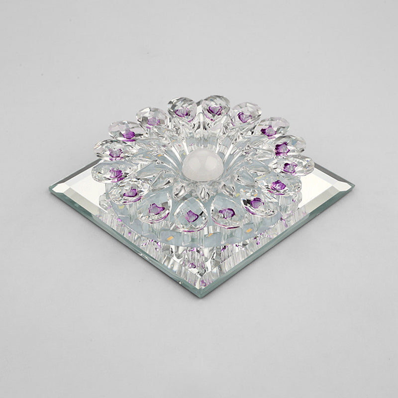 Blumen-Eingangsbereich-Einbauleuchte, moderner Kristall-Stil, moderne LED-Deckenleuchte, klar