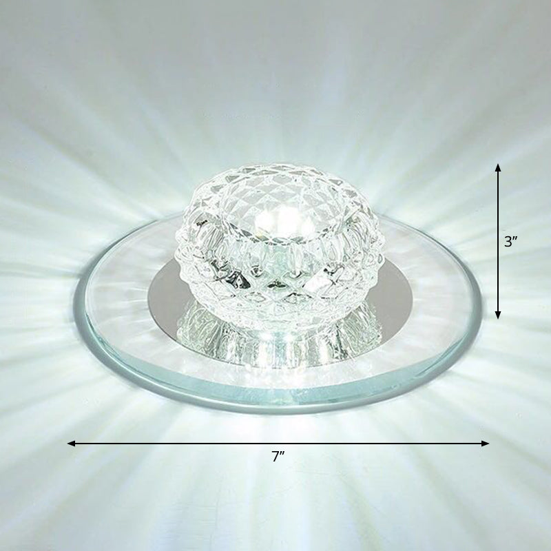 Bud Flush Ceiling Light Contemporary Crystal Corridor LED Flush Mount Lighting Fixture in Clear