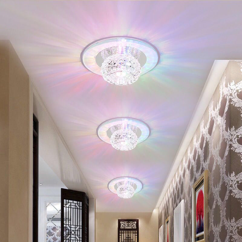 Bud Flush Ceiling Light Contemporary Crystal Corridor LED Flush Mount Lighting Fixture in Clear