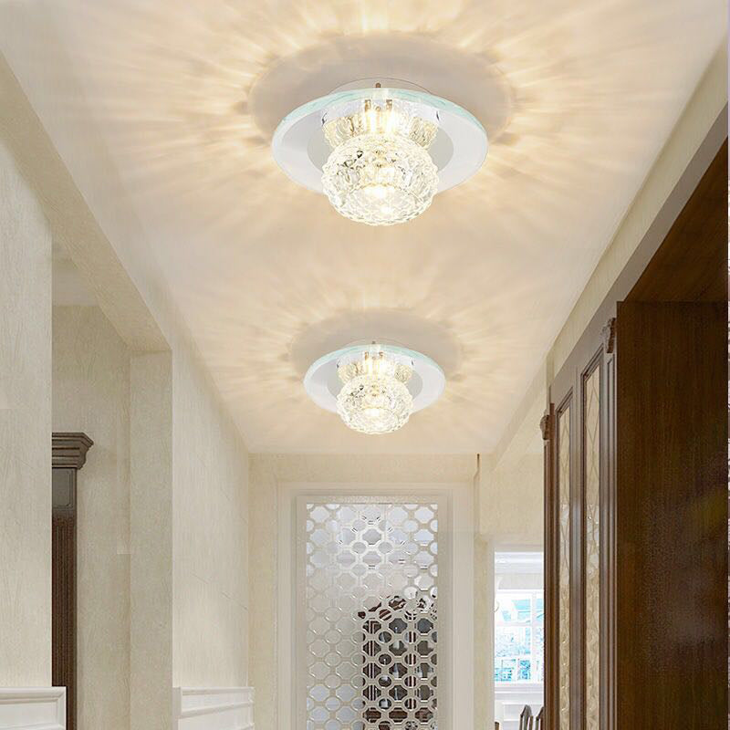 Bud Flush Ceiling Light Contemporary Crystal Corridor LED Flush Mount Lighting Fixture in Clear