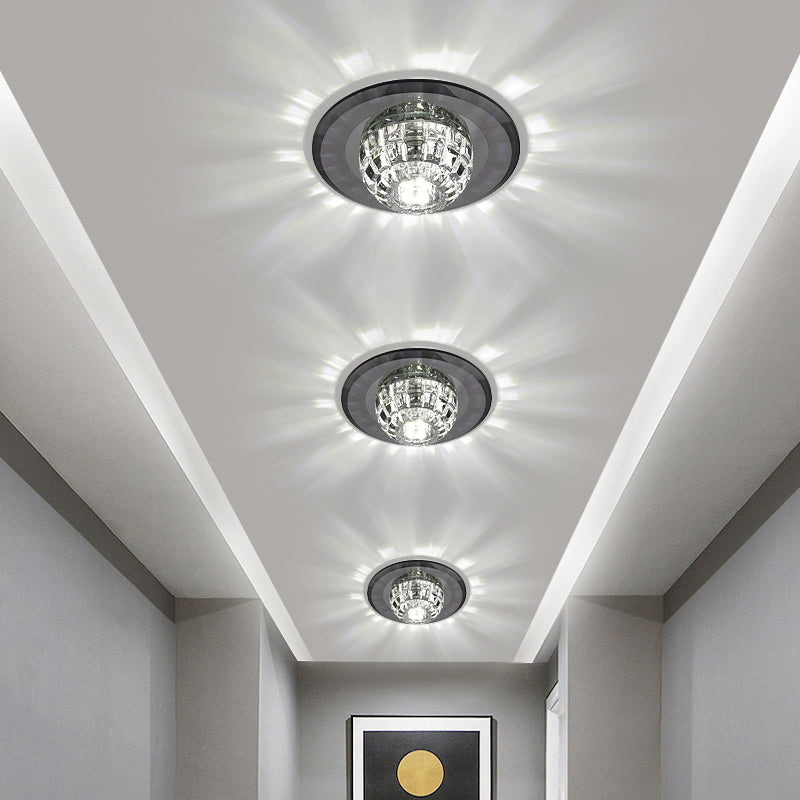 Crystal Round Flush Mount Lighting Minimalist LED Flush Mount Fixture for Corridor