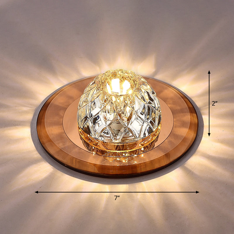 Contemporary Bowl Shade LED Flush Mount Crystal Entryway Flushmount Ceiling Lighting