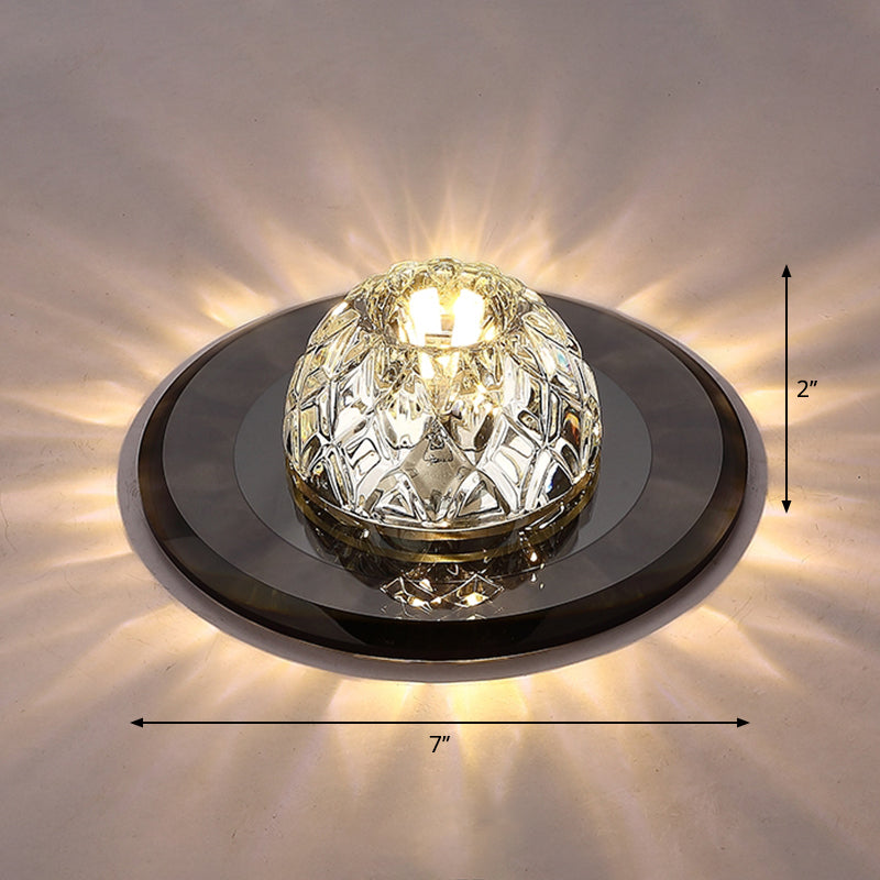 Contemporary Bowl Shade LED Flush Mount Crystal Entryway Flushmount Ceiling Lighting