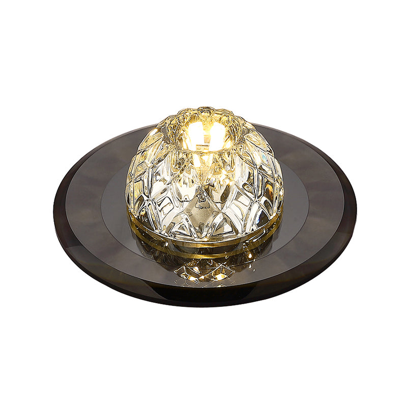 Contemporary Bowl Shade LED Flush Mount Crystal Entryway Flushmount Ceiling Lighting