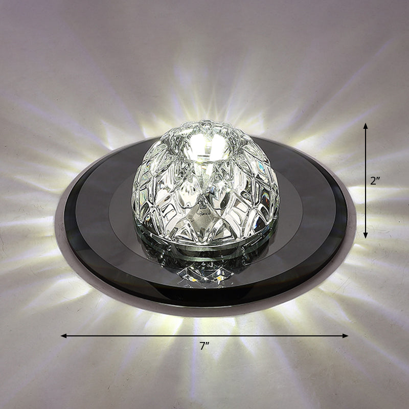 Contemporary Bowl Shade LED Flush Mount Crystal Entryway Flushmount Ceiling Lighting