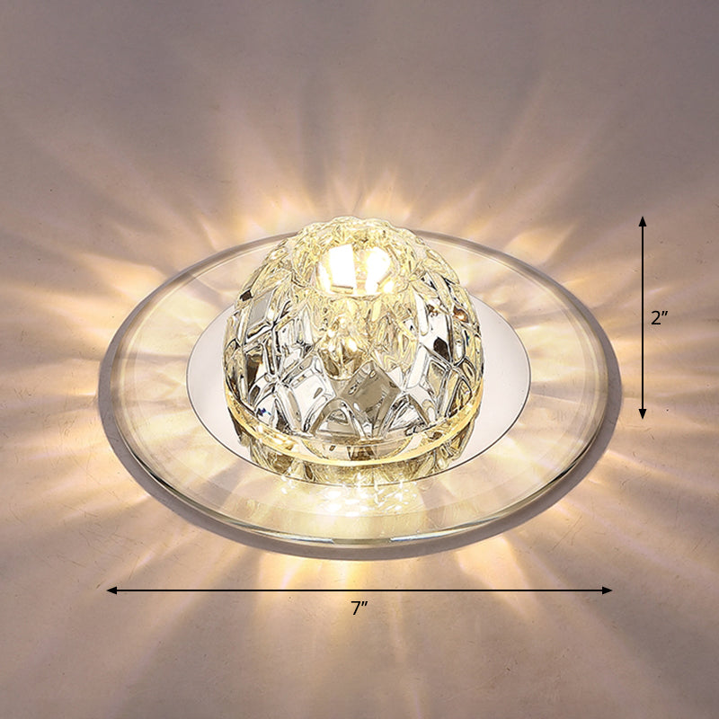 Contemporary Bowl Shade LED Flush Mount Crystal Entryway Flushmount Ceiling Lighting