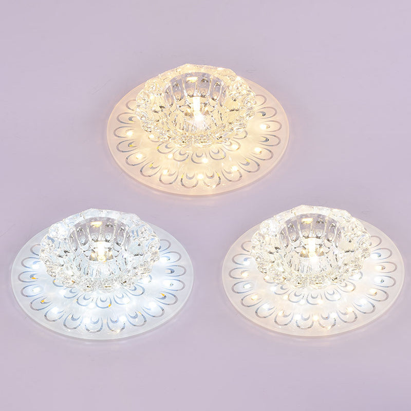 Floral Shade Crystal Flush Mount Lighting Minimalist Clear LED Flush Mount for Corridor