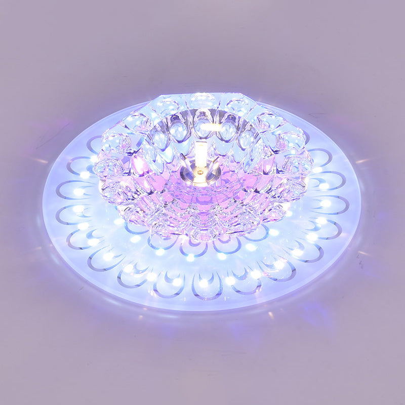 Floral Shade Crystal Flush Mount Lighting Minimalist Clear LED Flush Mount for Corridor