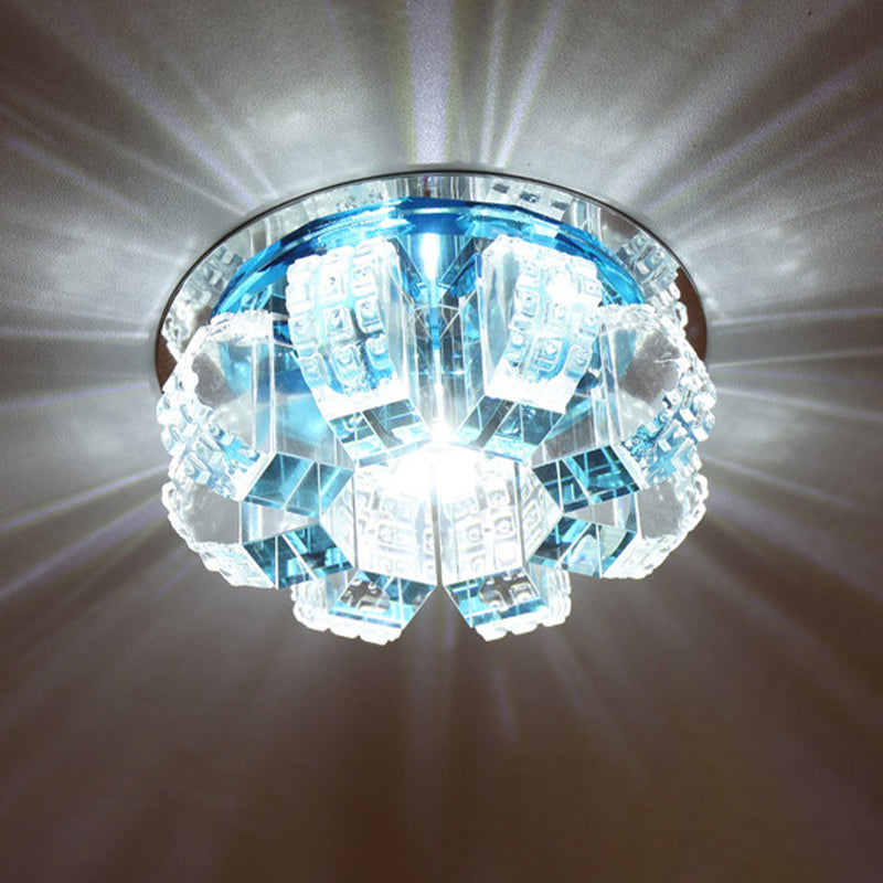 Simple Style Blossom LED Flush Mount Light Crystal Corridor Flush Mount Ceiling Light in Clear