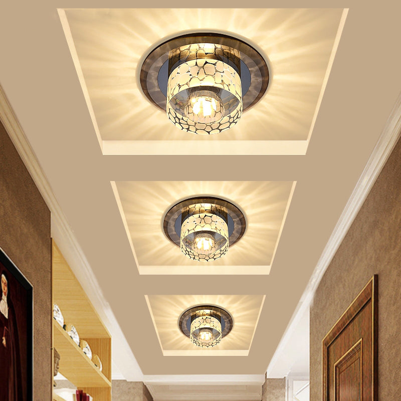 Circular LED Flush Mount Light Simplicity Crystal Corridor Flush Mount Ceiling Light