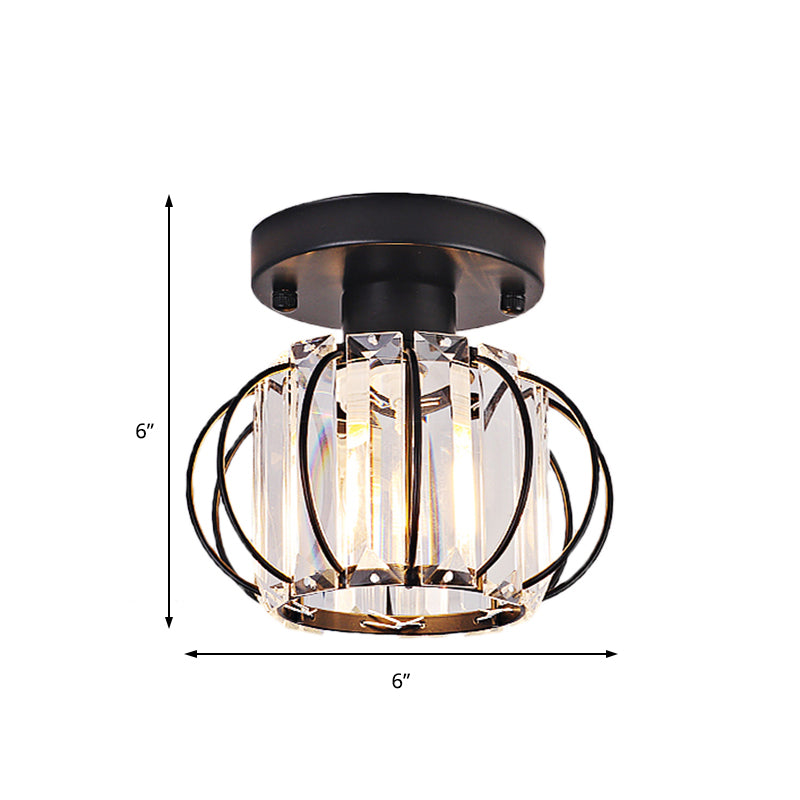 Schwarz/Chrom Globe Mini Flush Lamp Crystal 1 Light Simplicity Corridor Deckenleuchte