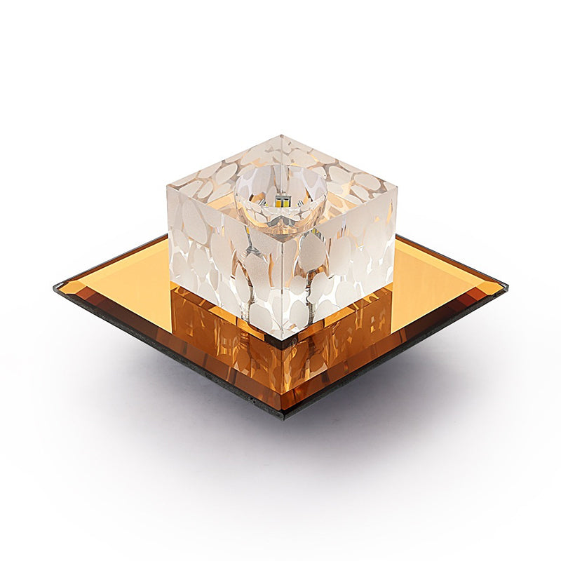Encastré carré style moderne cristal entrée LED encastré plafonnier