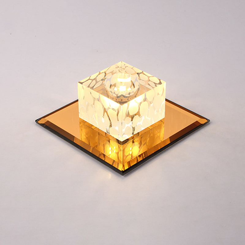 Encastré carré style moderne cristal entrée LED encastré plafonnier