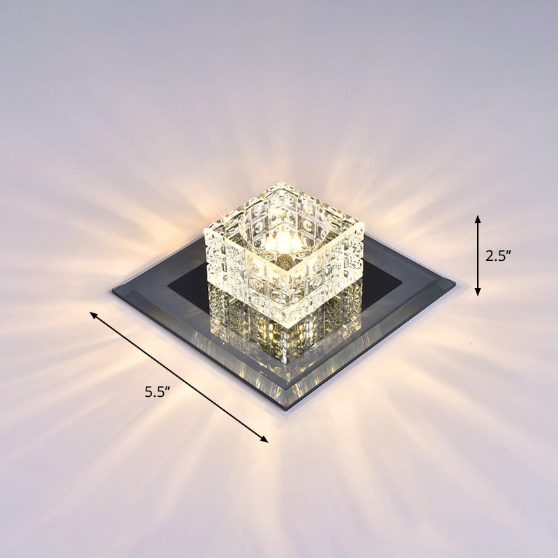 Plafonnier LED à abat-jour carré, Style moderne, luminaire de plafond en cristal pour couloir