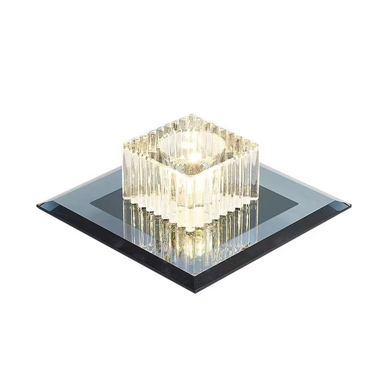 Square Corridor Flush Mount Lighting Prismatic Crystal Minimalist LED Flush Mount Fixture