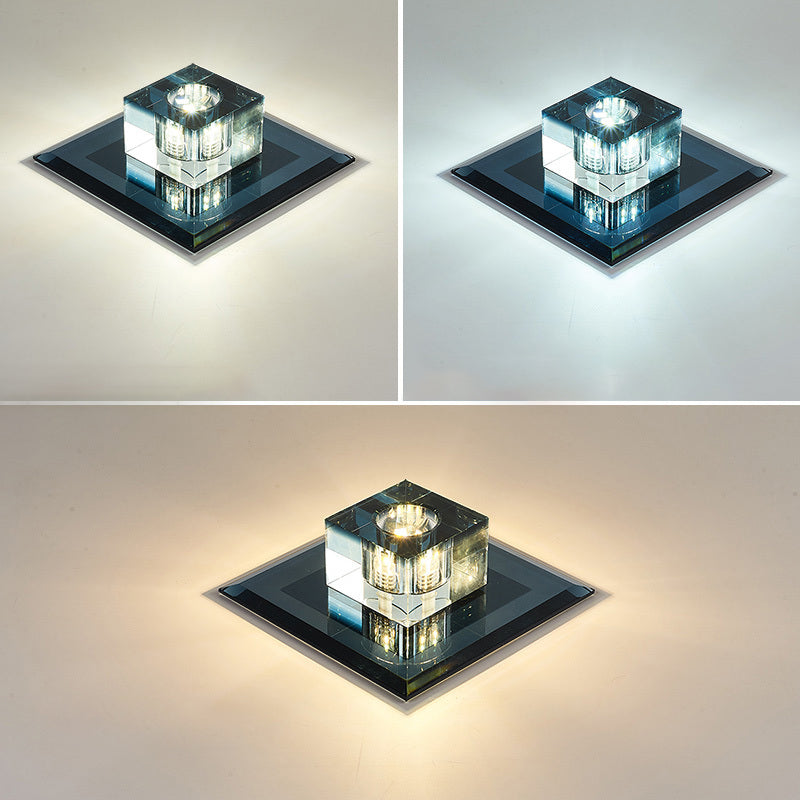 Zeitgenössische quadratische Deckenleuchte mit Kristall-LED-Einbauleuchte für den Eingangsbereich